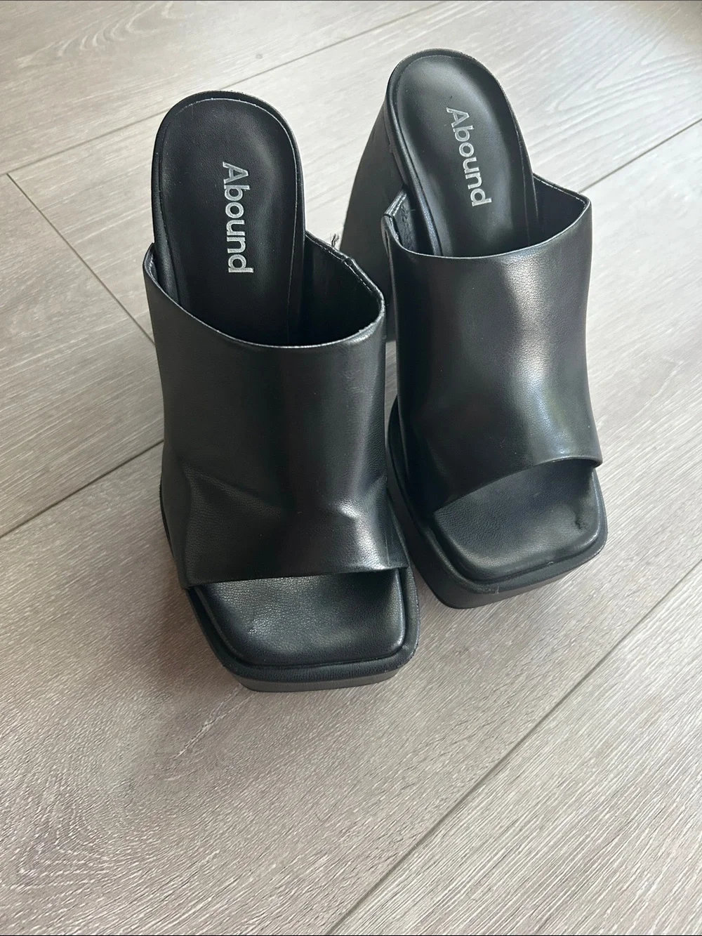 Abound Black Platform Block Mule Heels